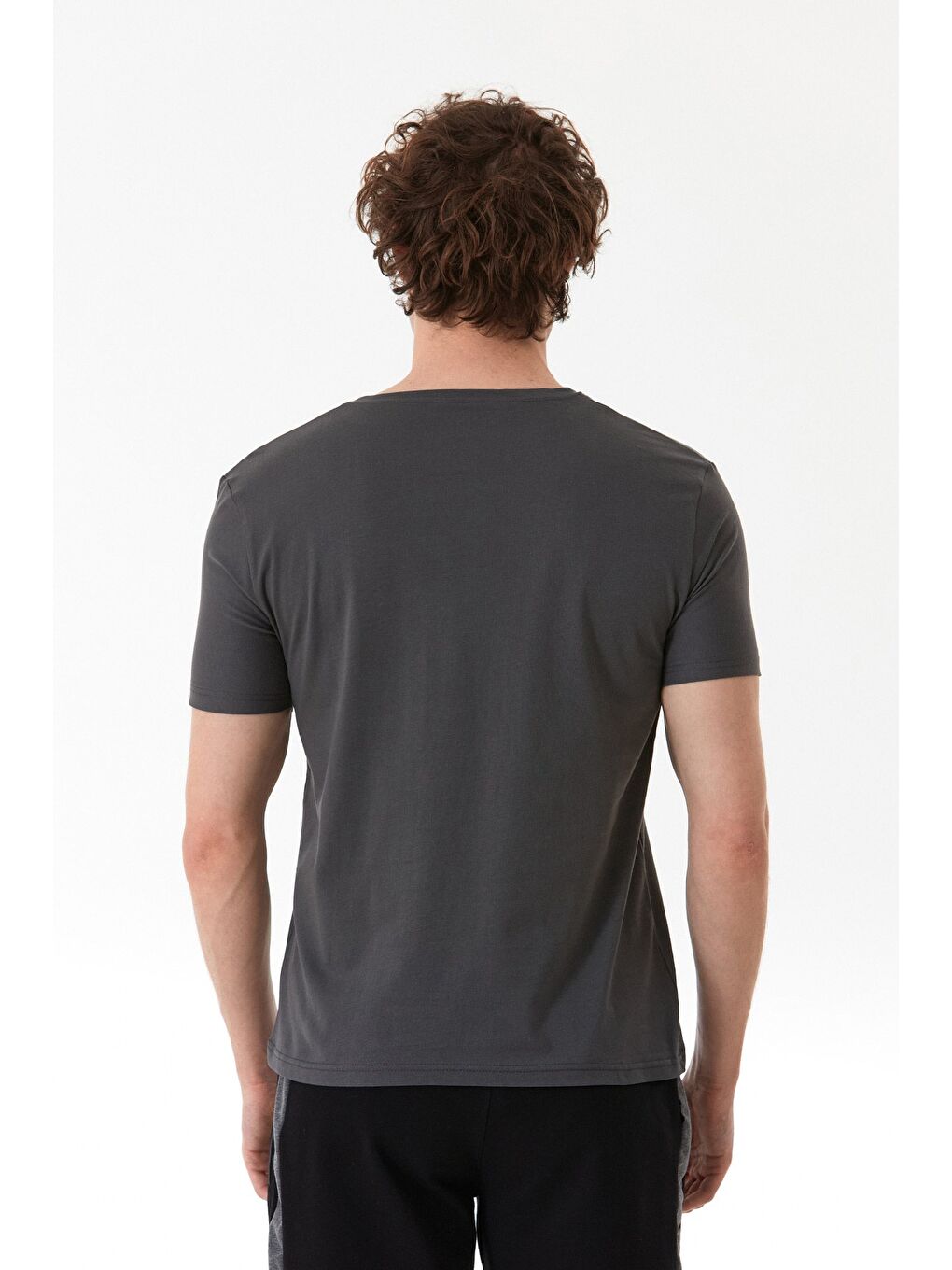 Antrasit It`s Ok Baskılı Bisiklet Yaka %100 Pamuk Tişört-3