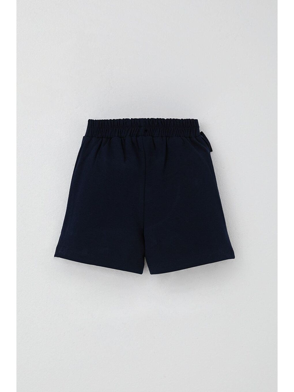 Kız Çocuk Şort Etek Fiyonk Aksesuarlı Fırfırlı Lacivert (3-8 Yaş)-1