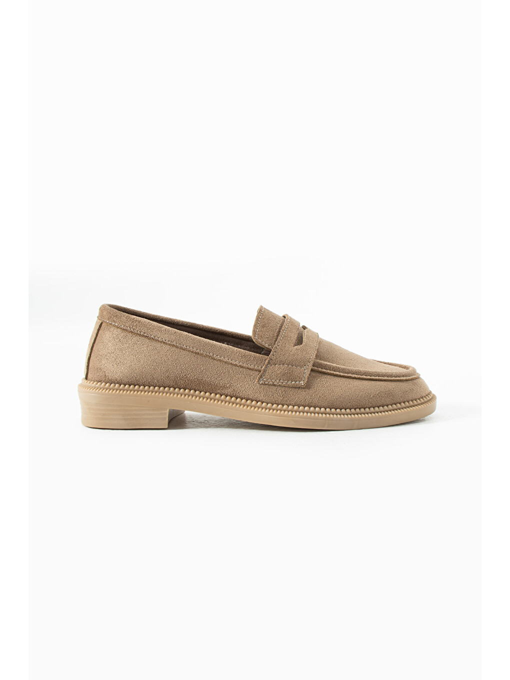 Bej Marlena Kadın Günlük Süet Loafer Ayakkabı-3