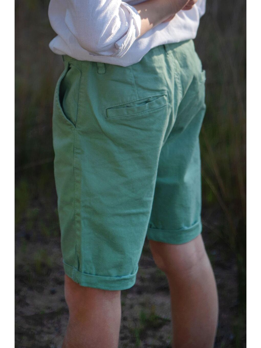 Erkek Çocuk Kapri Cepli Düğmeli Mint Yeşili (9-12 Yaş)-4