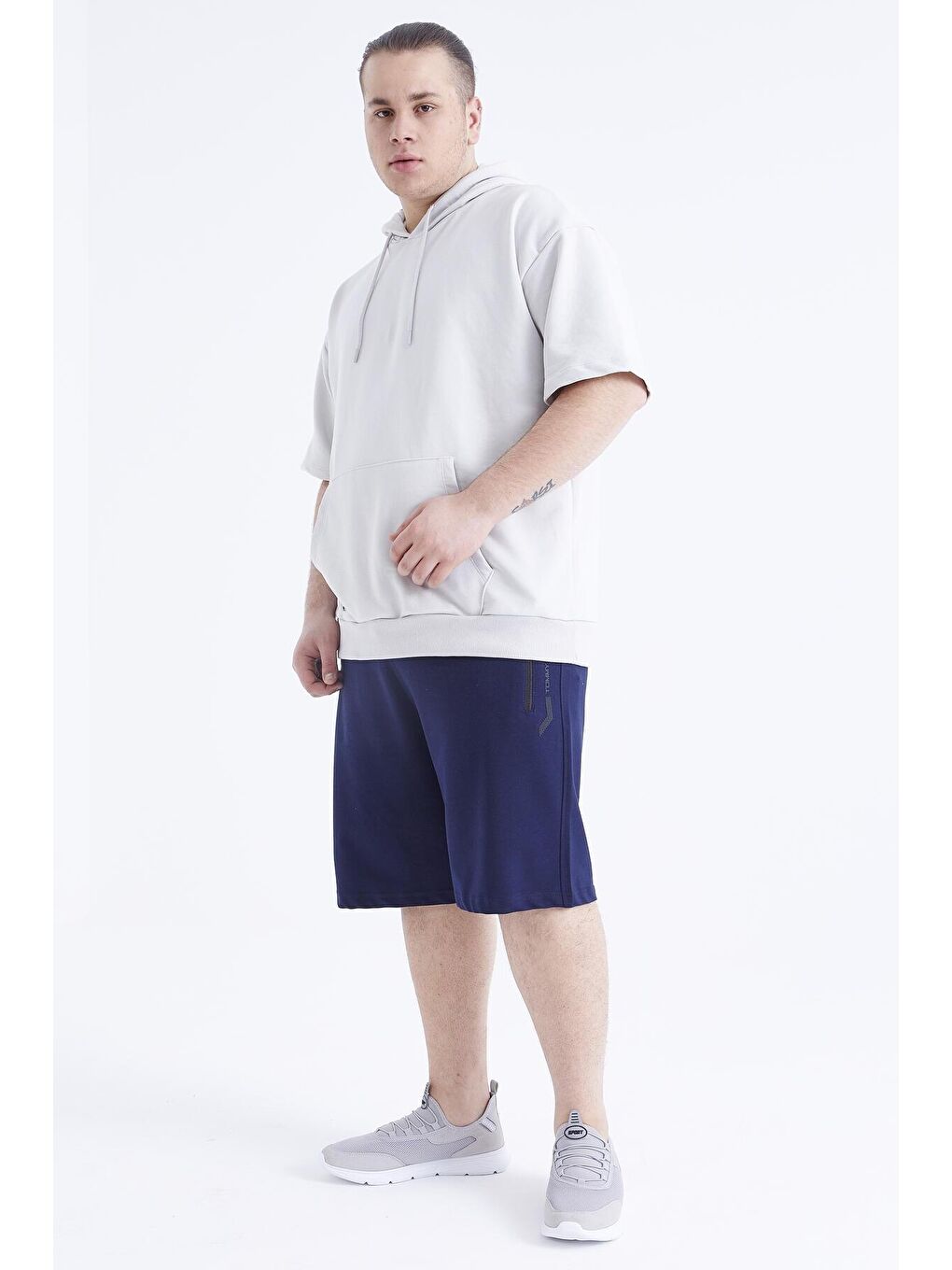 İndigo Fermuar Cepli Büyük Beden Erkek Şort  - 81150-2