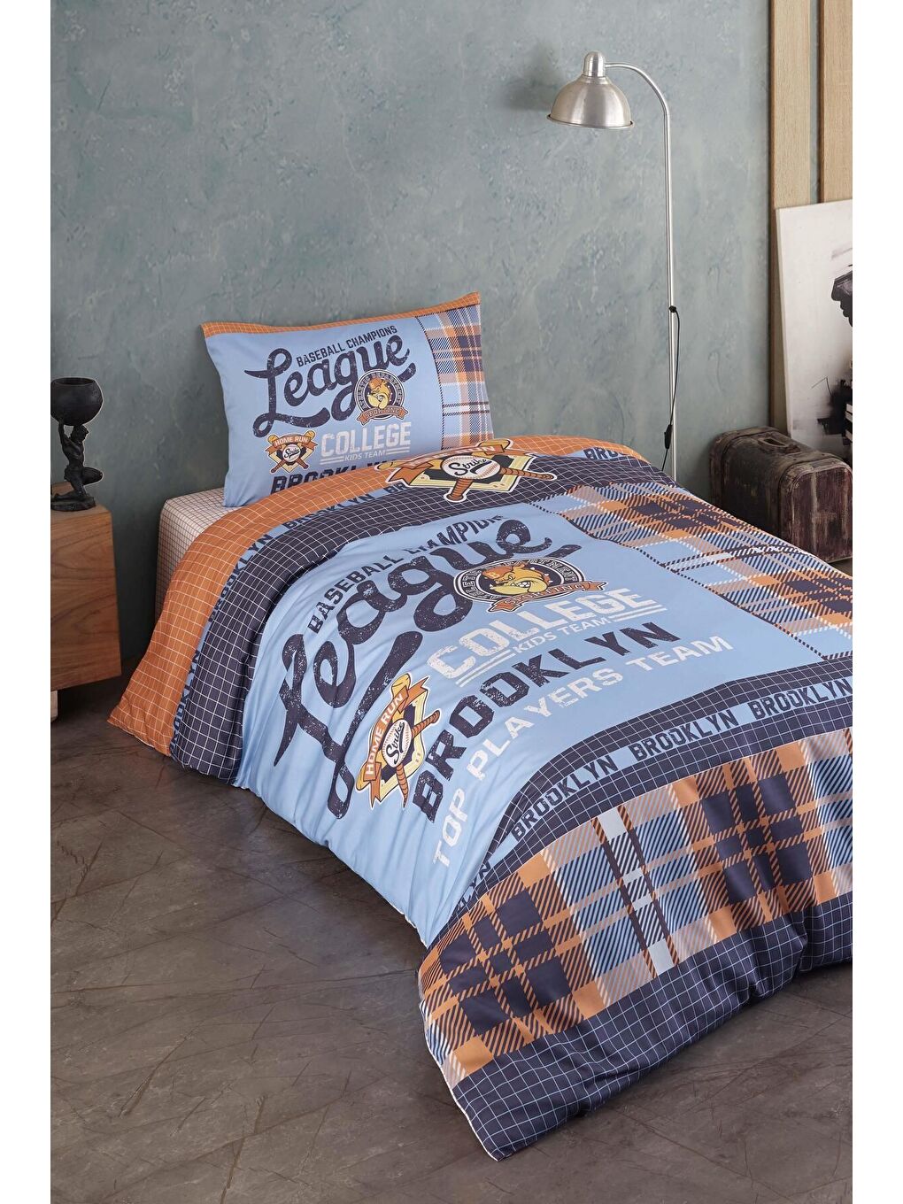 Karışık %100 Pamuk Saten Genç Nevresim Takımı - Baseball