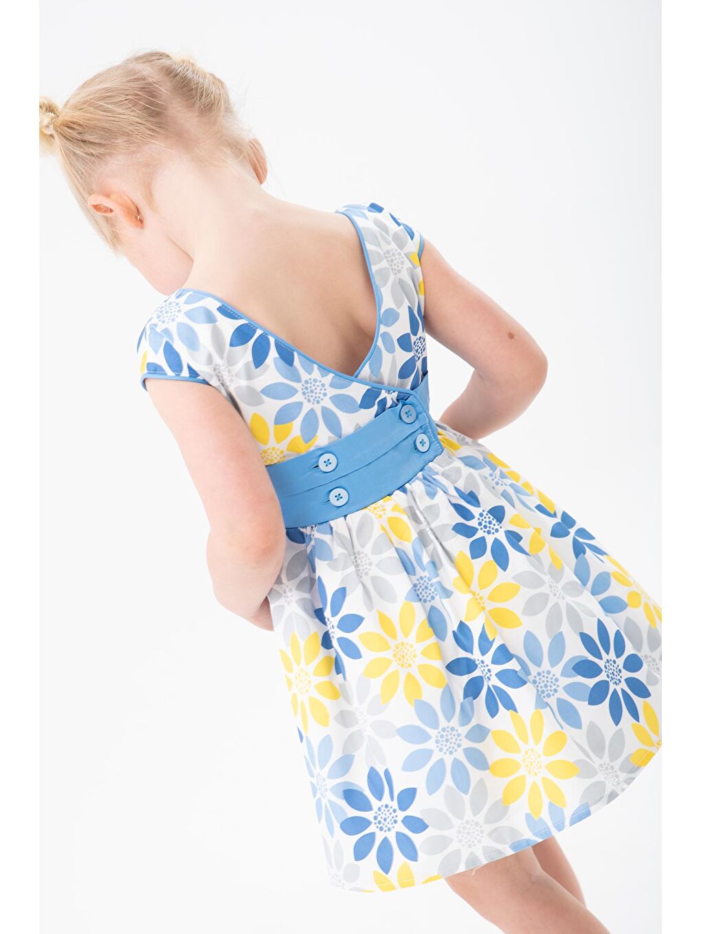 Karışık Kız Çocuk Çiçekli Elbise-1