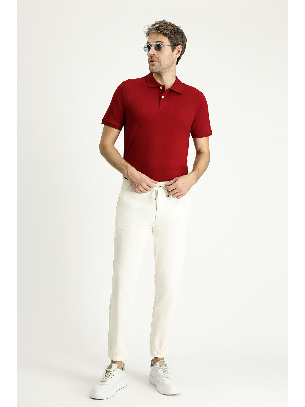 Kırmızı Regular Fit Nakışlı Pamuk Polo Yaka Tişört-1