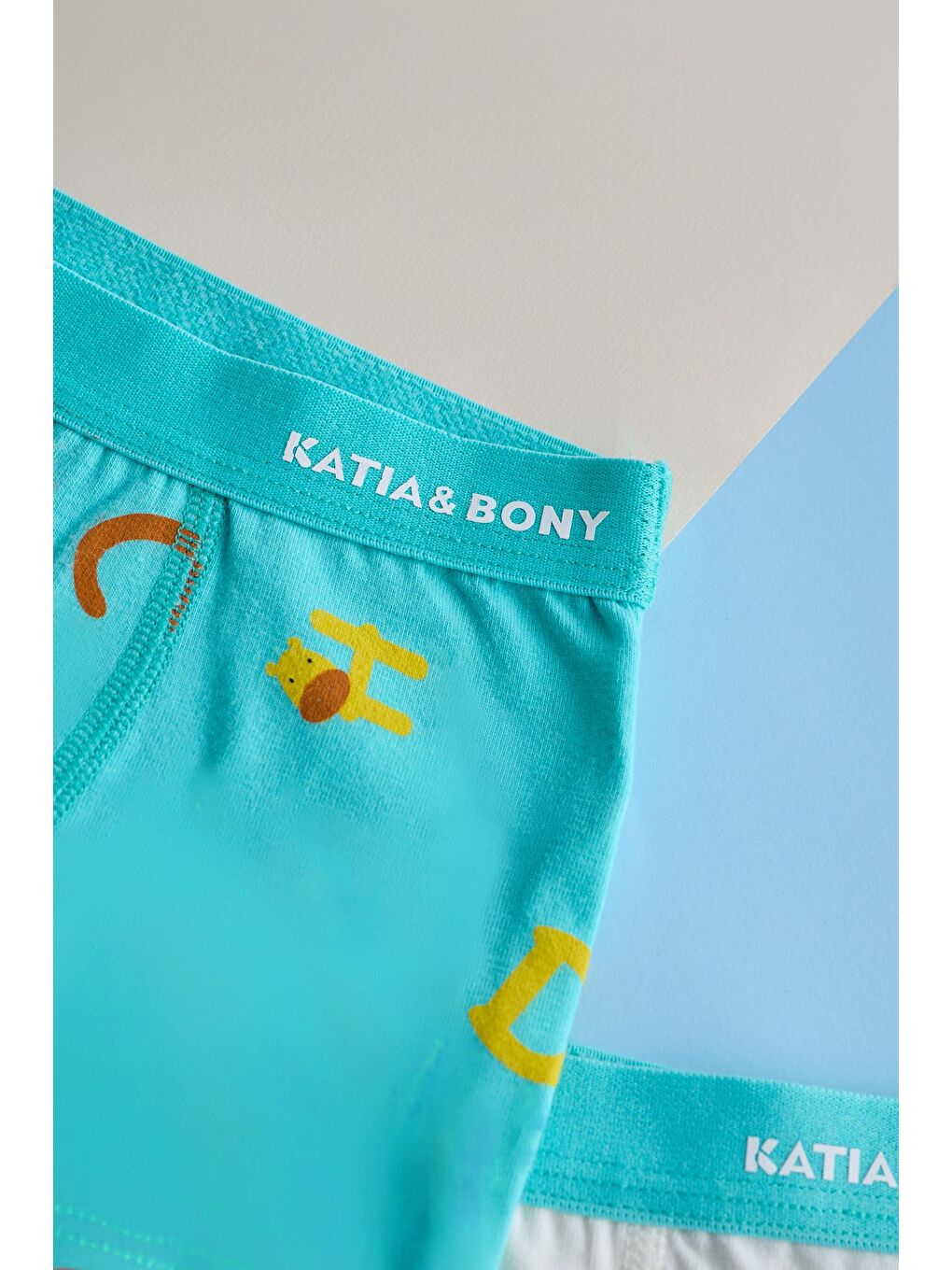 Ekru Erkek Çocuk 2 Li Paket Alfabe Desenli Boxer-1