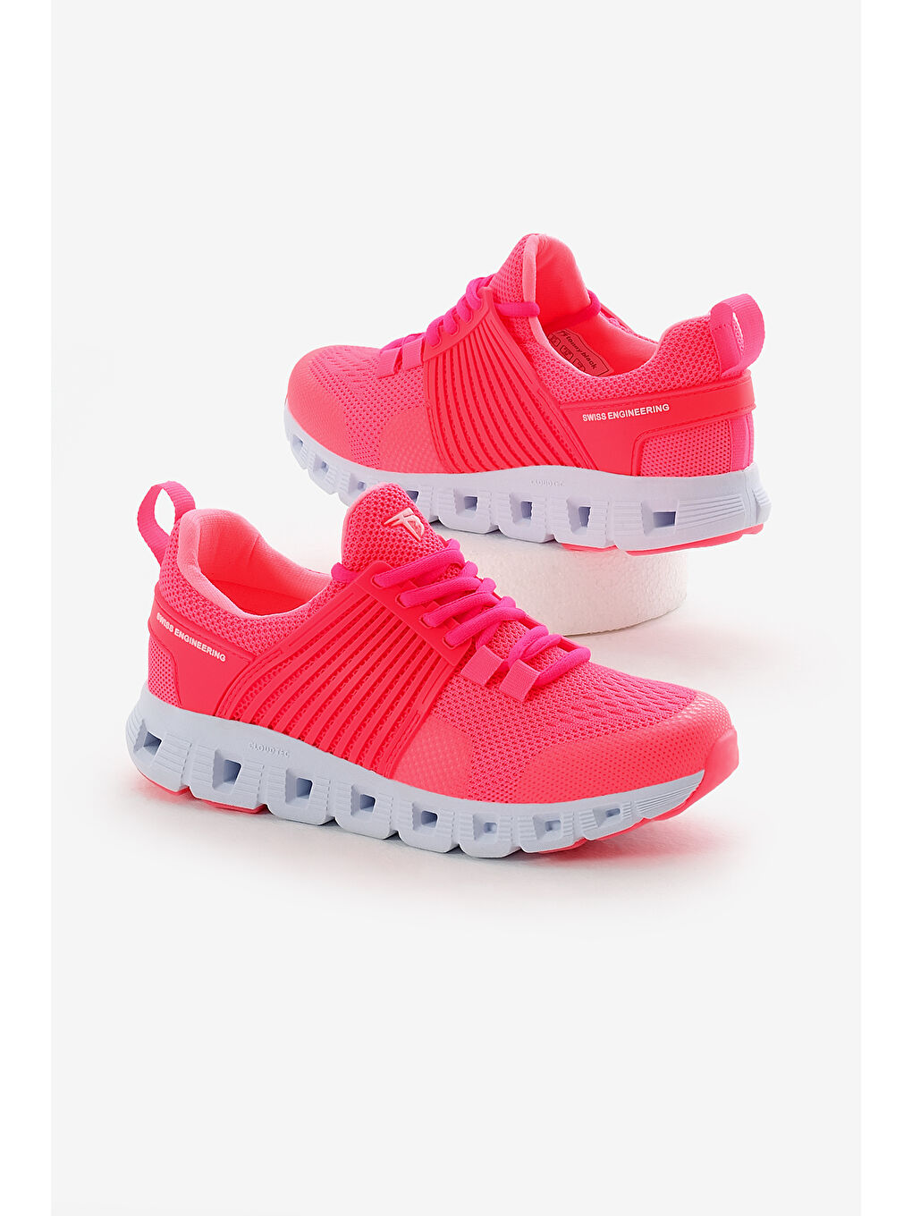 Unisex Fuşya Tasarım Termo Taban Şeritli Nefes Alabilen Kumaş Bağcıklı Spor Ayakkabı