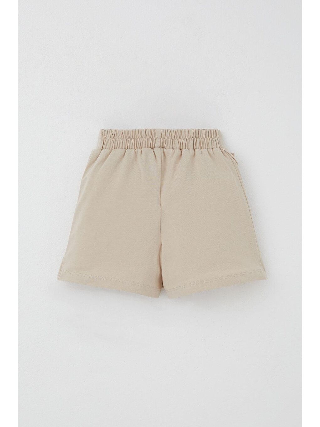 Kız Çocuk Şort Etek Fiyonk Aksesuarlı Fırfırlı Bej (3-8 Yaş)-1