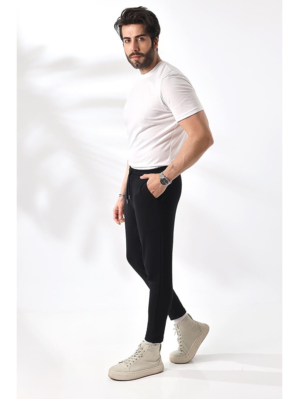 Z Giyim Erkek Siyah Beli Lastikli Çift Cepli Jogger Pantolon - 3