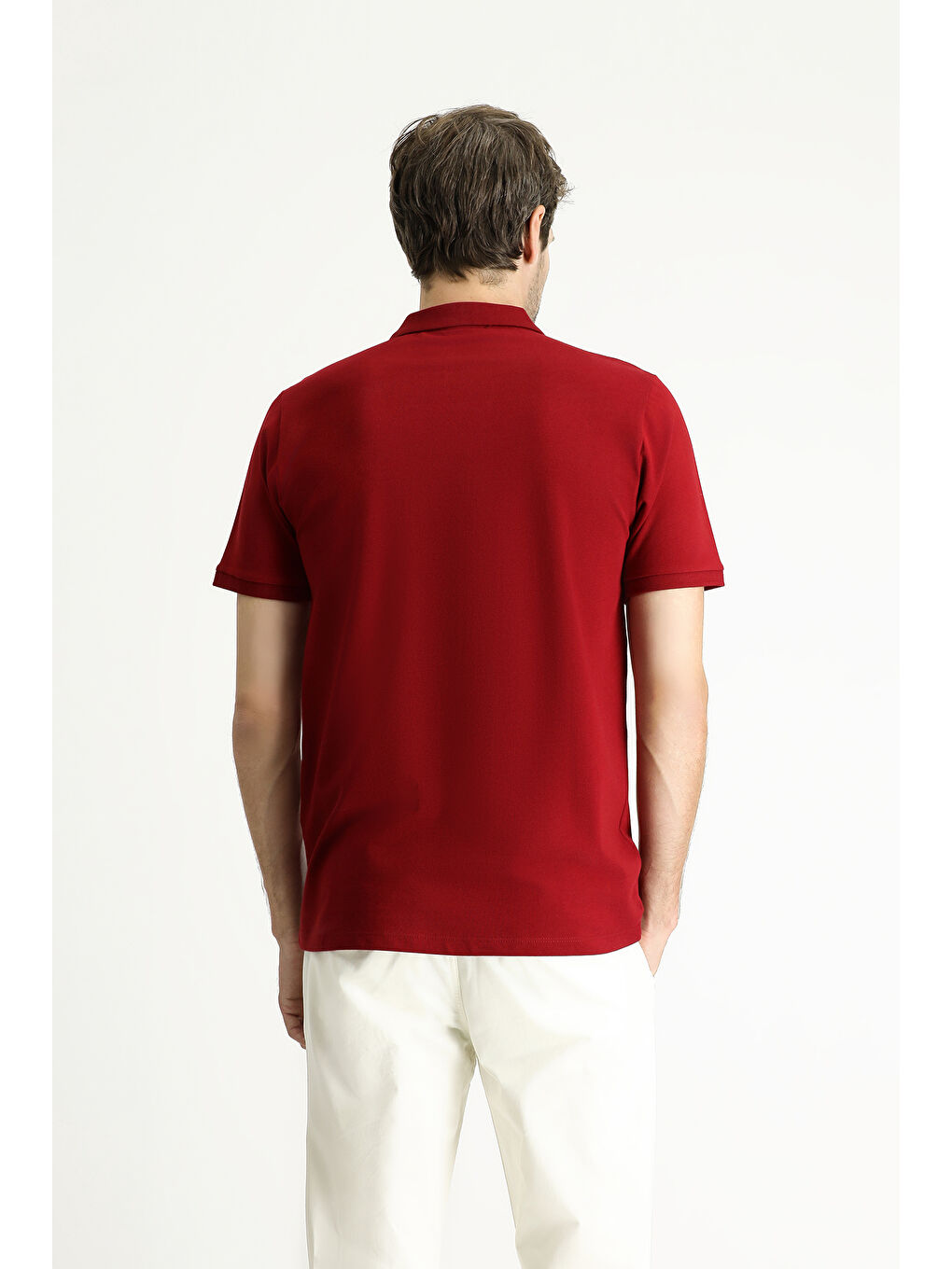 Kırmızı Regular Fit Nakışlı Pamuk Polo Yaka Tişört-4