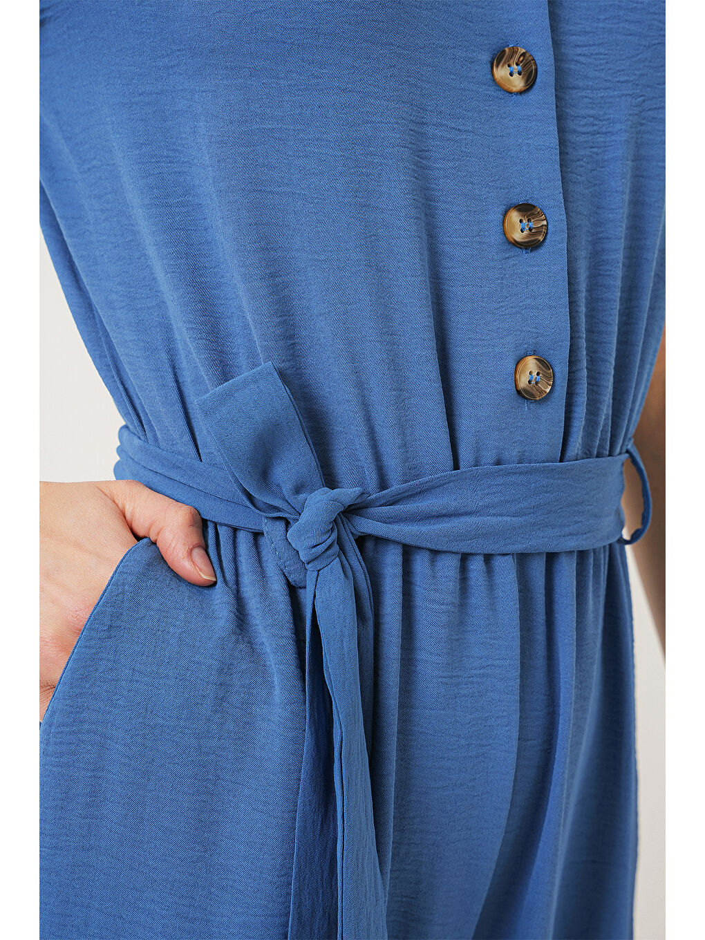 Kadın Kısa Kol Ayrobin Tulum 7030 - İndigo-4