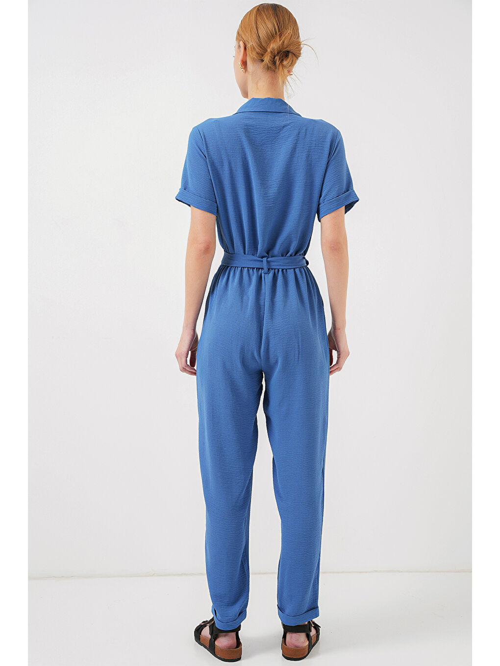 Kadın Kısa Kol Ayrobin Tulum 7030 - İndigo-5