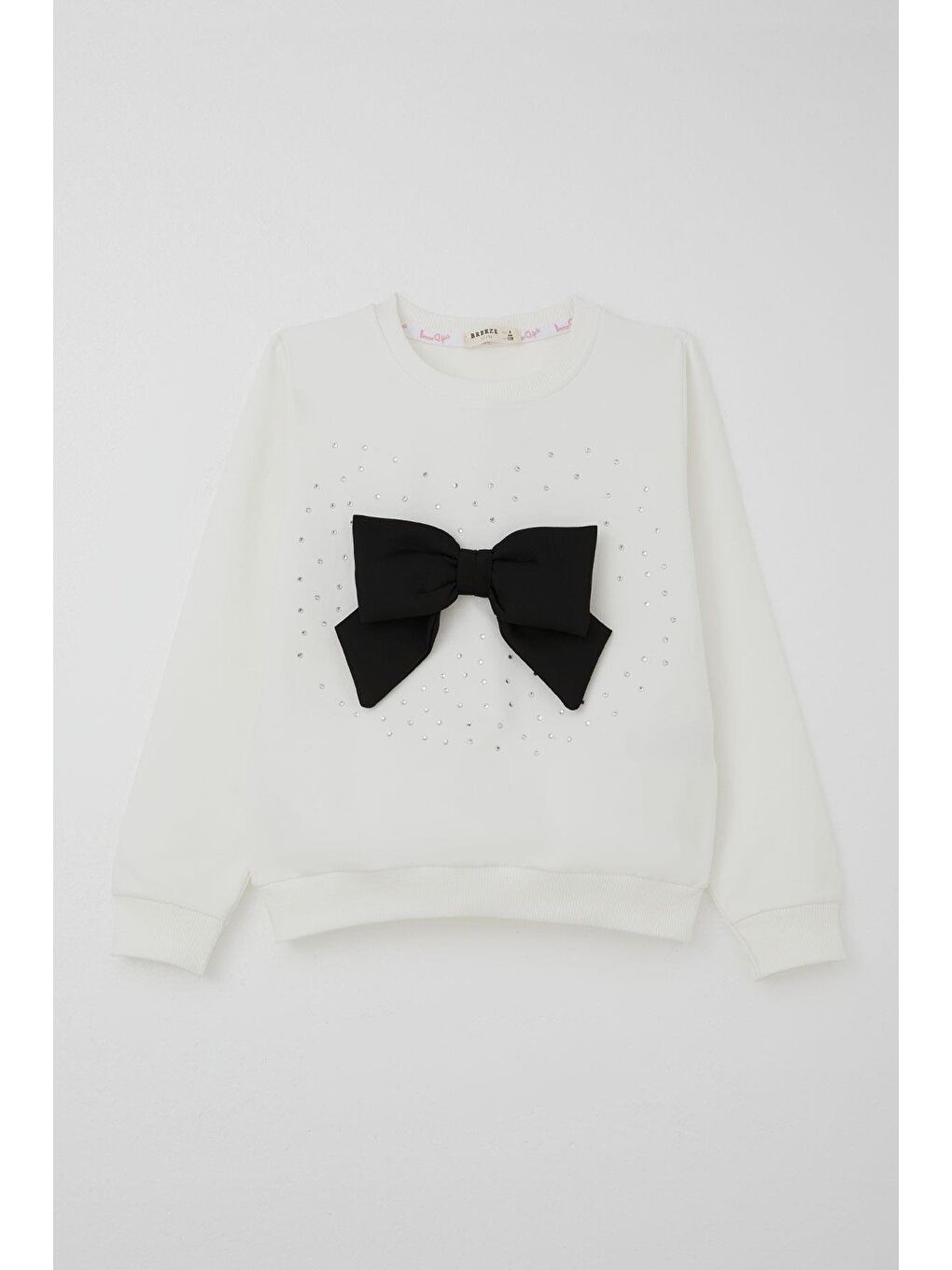 Kız Çocuk Etekli Takım Taş İşlemeli Fiyonk Aksesuarlı Beyaz (6-12 Yaş)-1