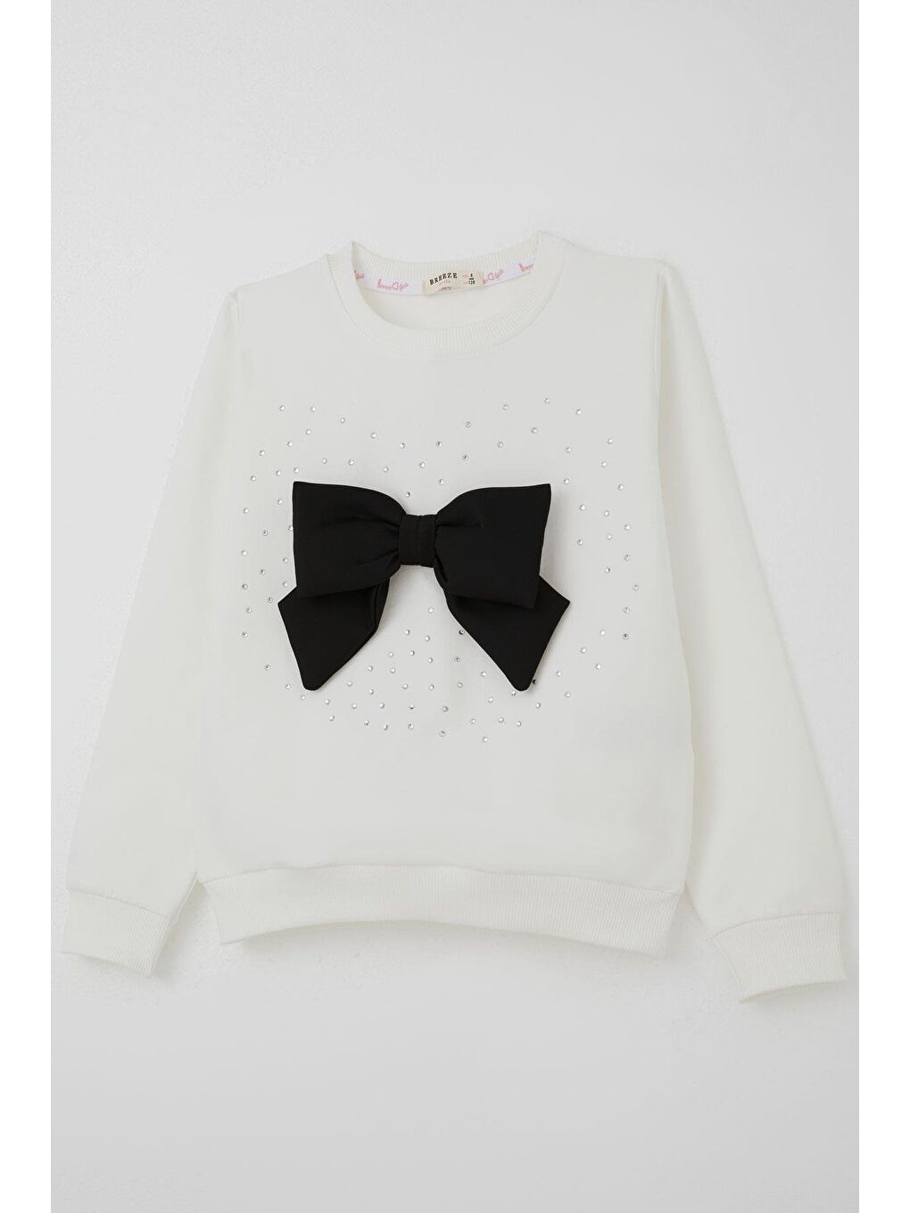 Kız Çocuk Etekli Takım Taş İşlemeli Fiyonk Aksesuarlı Beyaz (6-12 Yaş)-5