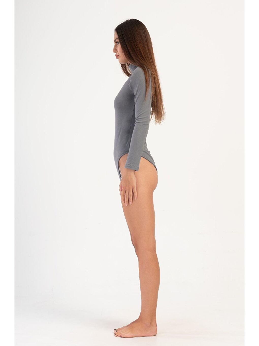 Gri Kadın Yakalı Çıtçıtlı Termal Body 405155 / 409004 Füme-1