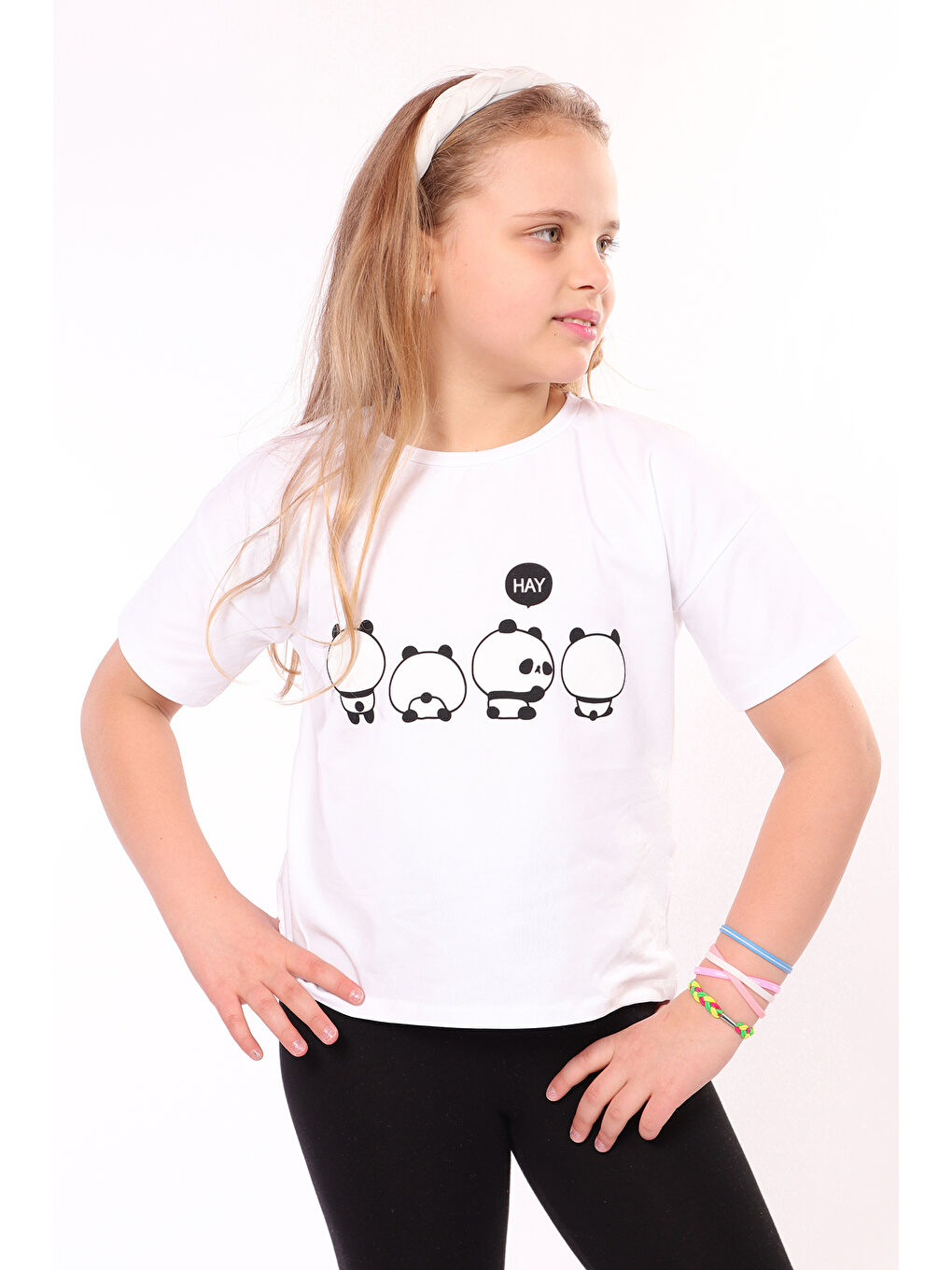 Beyaz Kız Çocuk Baskılı Tişört