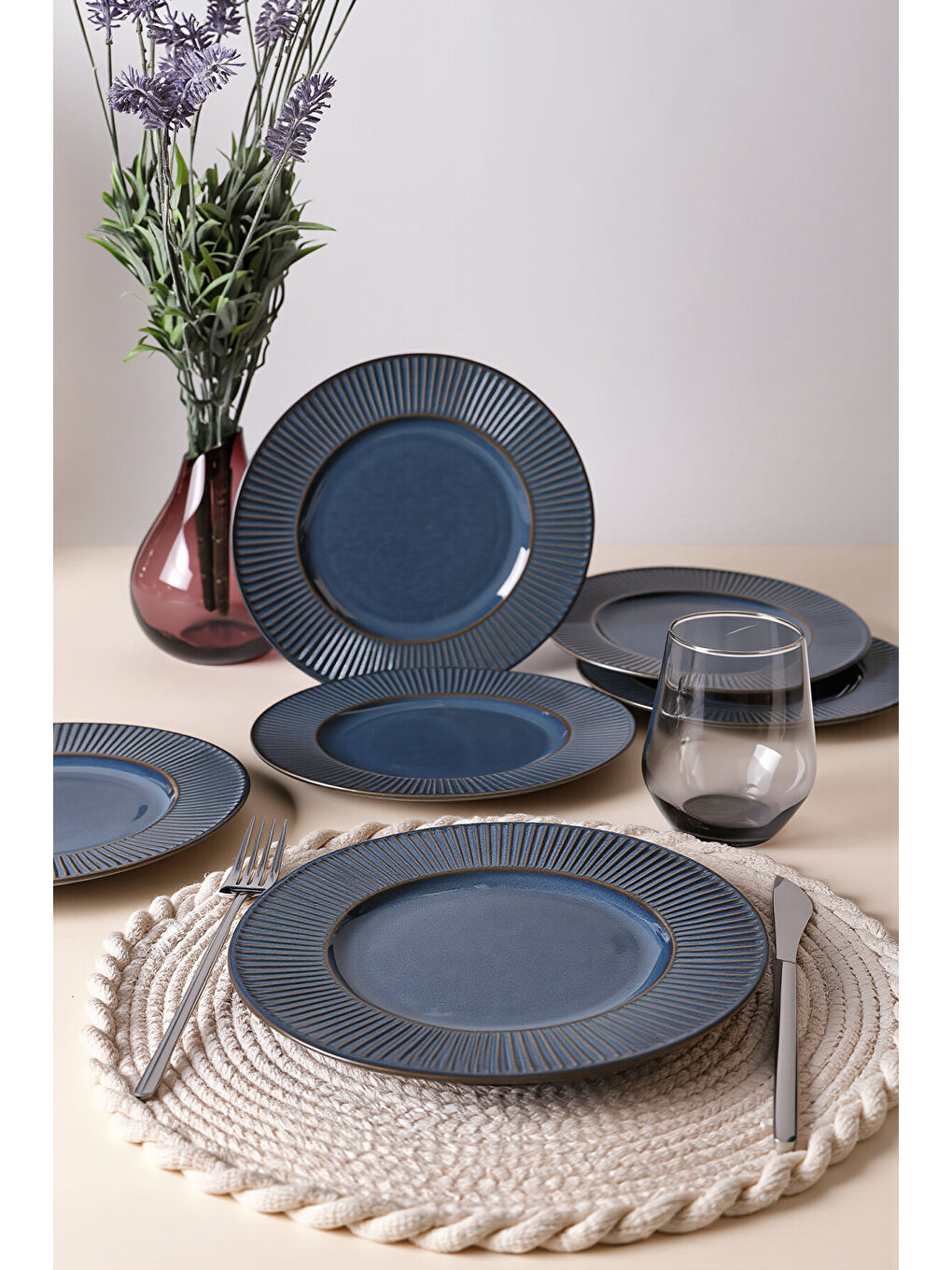 Lacivert Lapis Myra Pasta Tabağı 22 Cm 6 Adet-1
