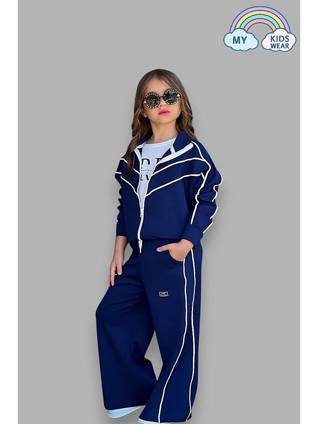 Kız Çocuk 3’lü Cepli Lacivert Okul Eşofman Takımı 5-14 Yaş 12038