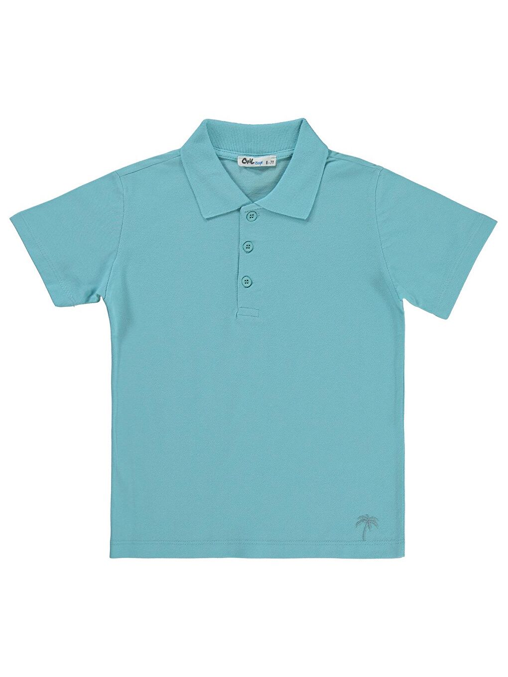 Boys Erkek Çocuk Palmiye Nakışlı Polo Yaka 6-9 Yaş Tişört - Yeşil