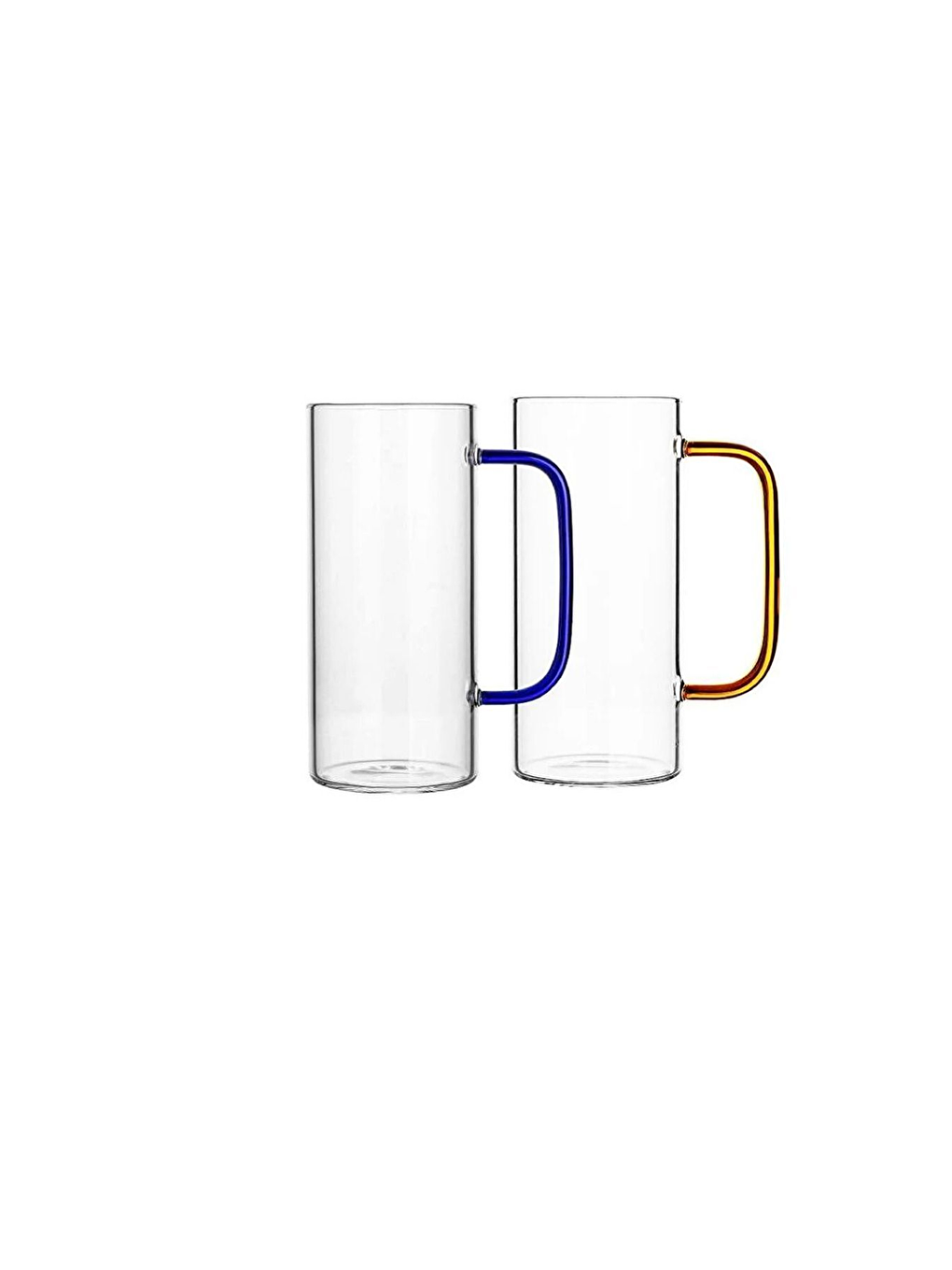 Renksiz Sarı Renkli Borosilikat Cam Yuvarlak Kulplu Kupa 400 ml 4 Adet-4