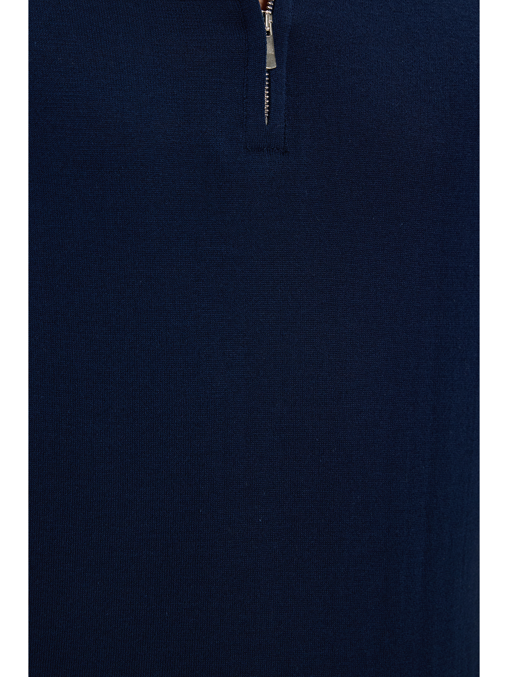 Erkek Slim Fit Dar Kesim Pamuklu Örme Triko Fermuarlı Lacivert Polo Yaka Tişört-4