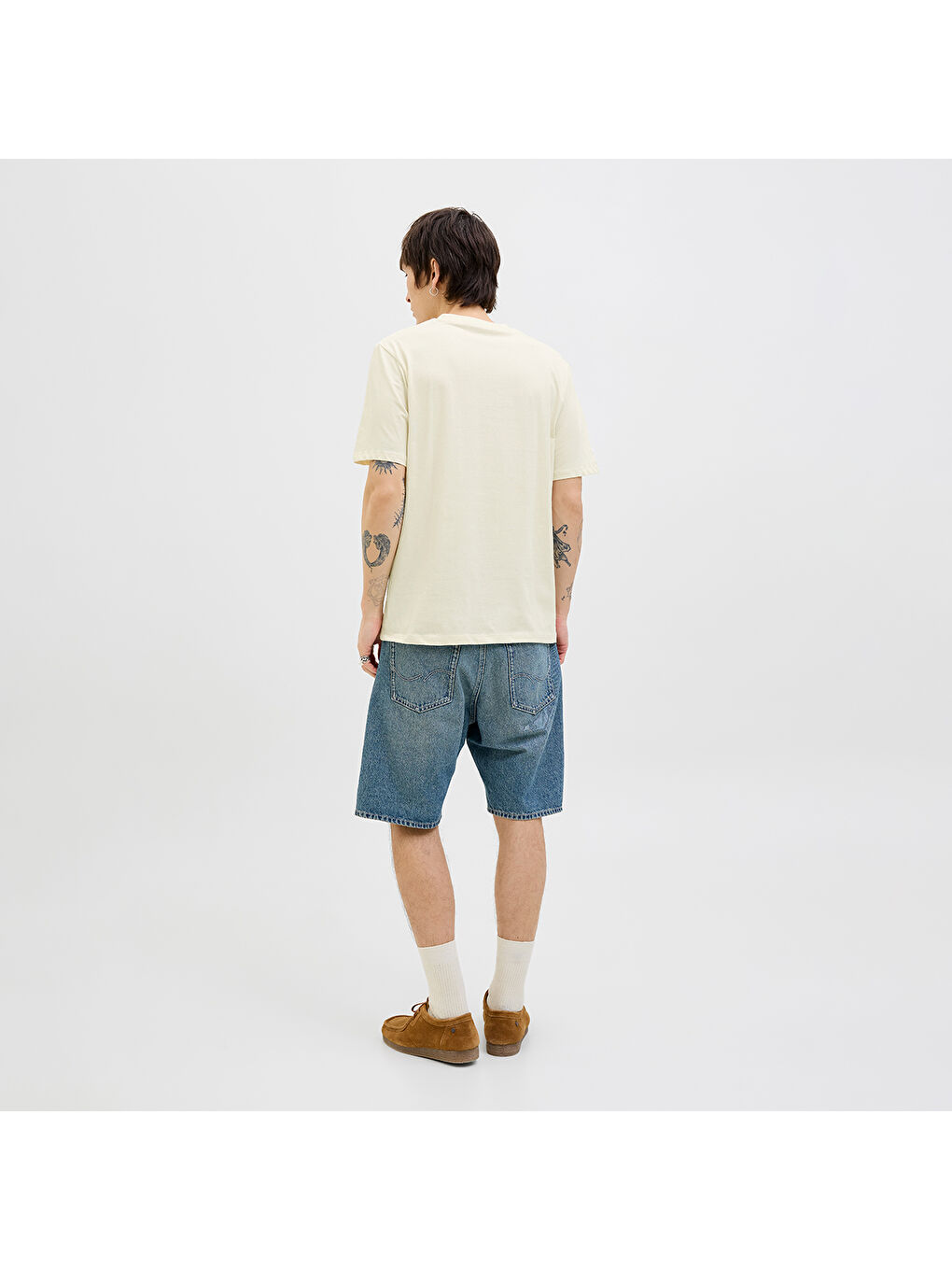 Star Erkek Ekru Yuvarlak Yaka Tişört-2