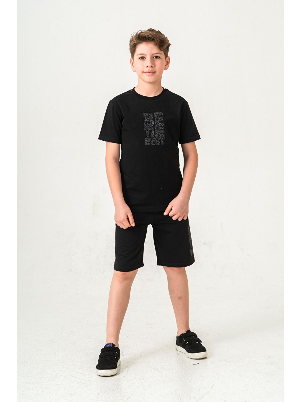 Siyah Be The Best Baskılı  Erkek Çocuk Şort - Tişört Takımı