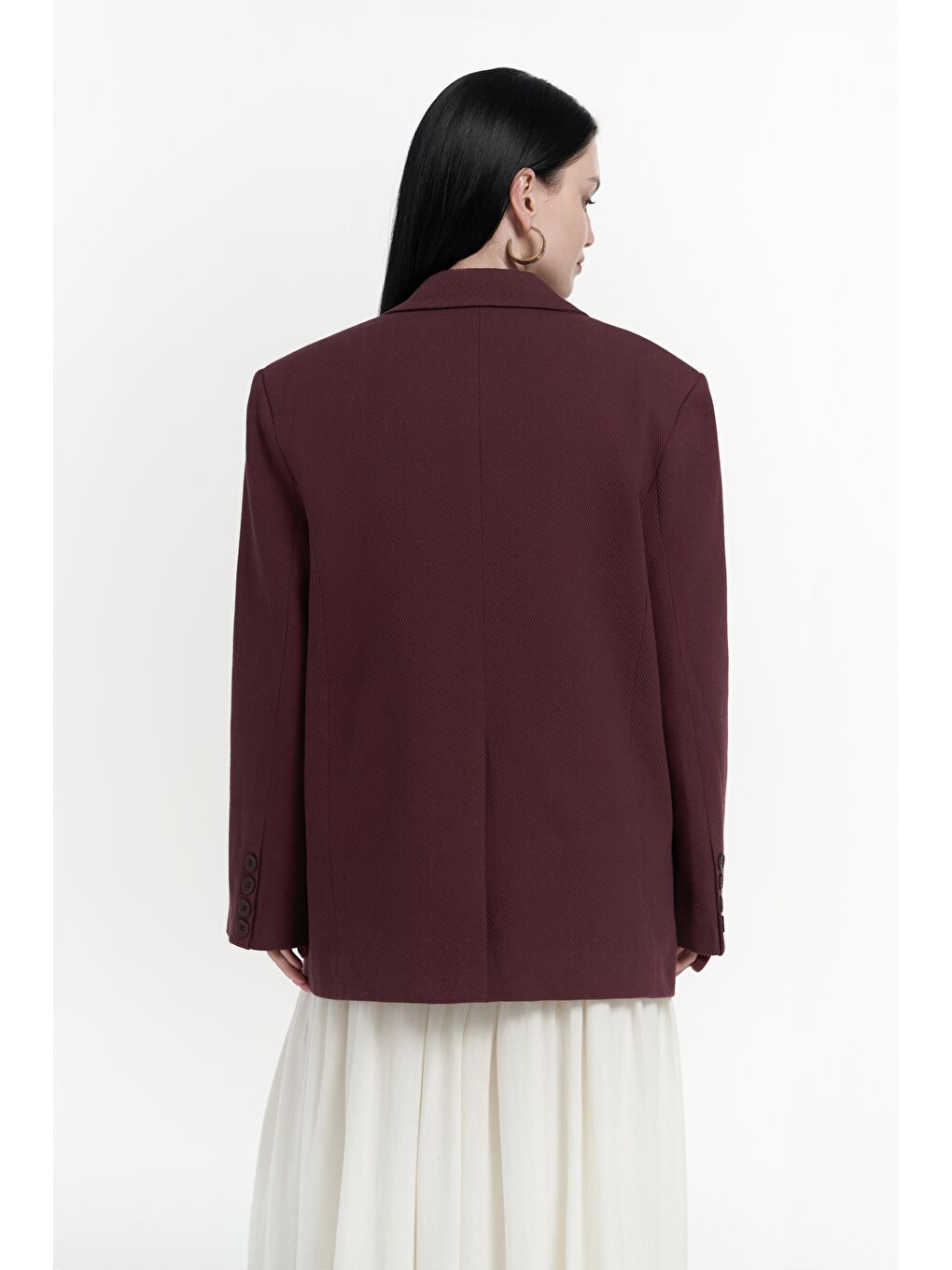 Symi Geniş Kesim Basic Bordo Blazer-4