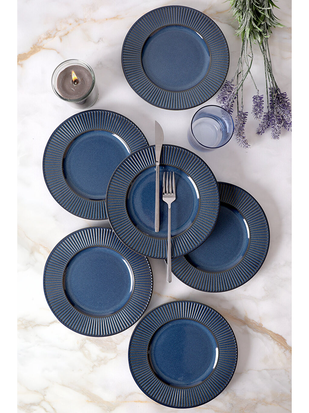 Lacivert Lapis Myra Pasta Tabağı 22 Cm 6 Adet-3