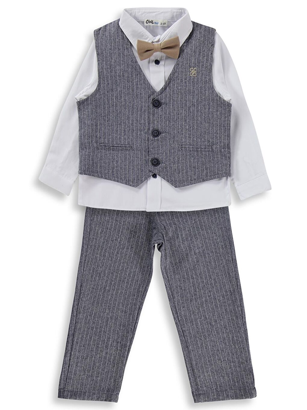 Boys Yelekli 3'lü 2-5 Yaş Takım - Lacivert