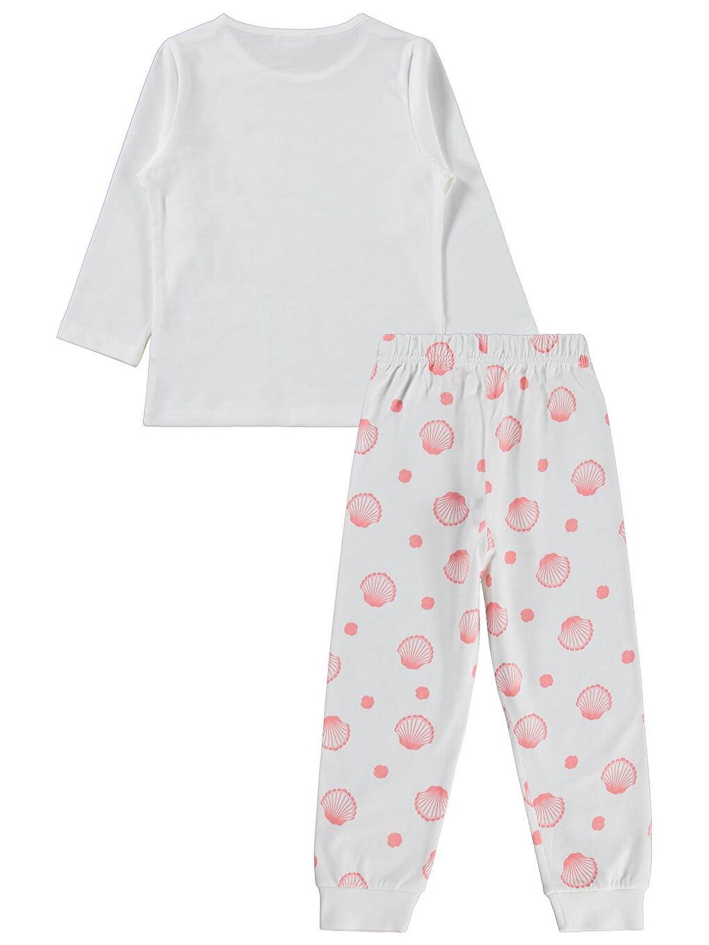 Girls Deniz Kabuğu Desenli 2-5 Yaş Pijama Takımı - Beyaz 5-6 Yaş-1