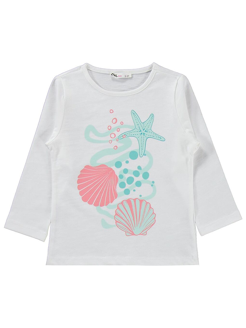 Girls Deniz Kabuğu Desenli 2-5 Yaş Pijama Takımı - Beyaz 5-6 Yaş-2