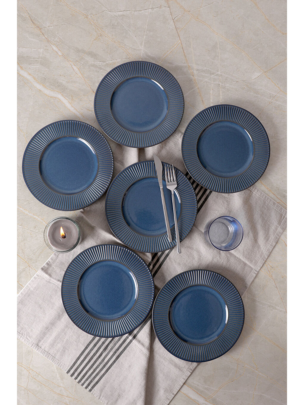Lacivert Lapis Myra Pasta Tabağı 22 Cm 6 Adet-4