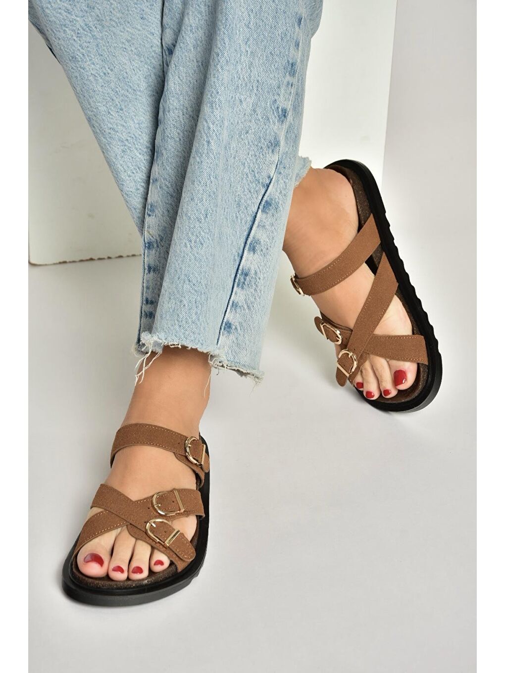 Kahverengi Taba Kadın Terlik Y250502502-3