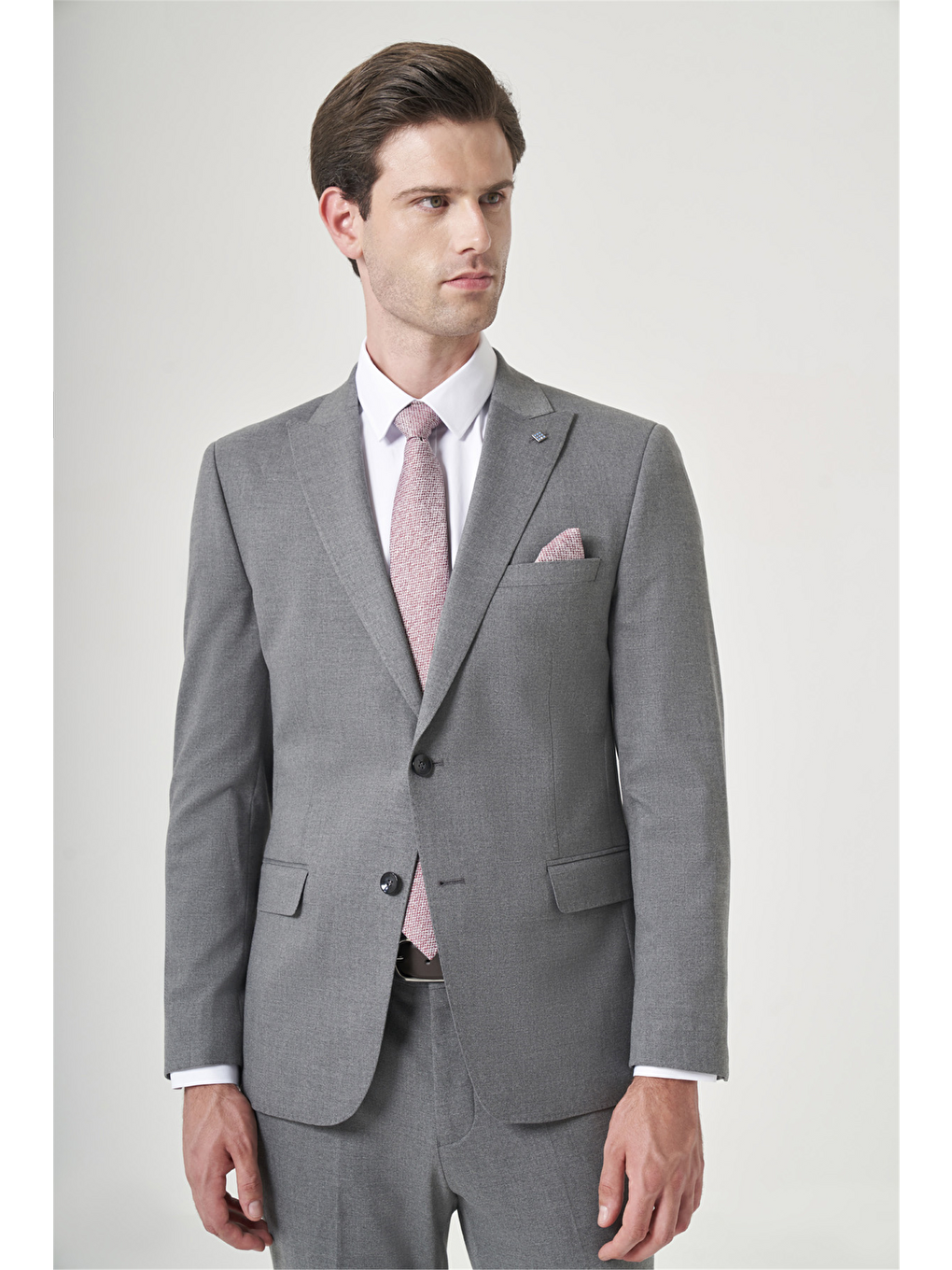 Gri Kırlangıç Yaka 6 Drop Slim Fit Tam Astar Esnek Takım Elbise 1001260148-2