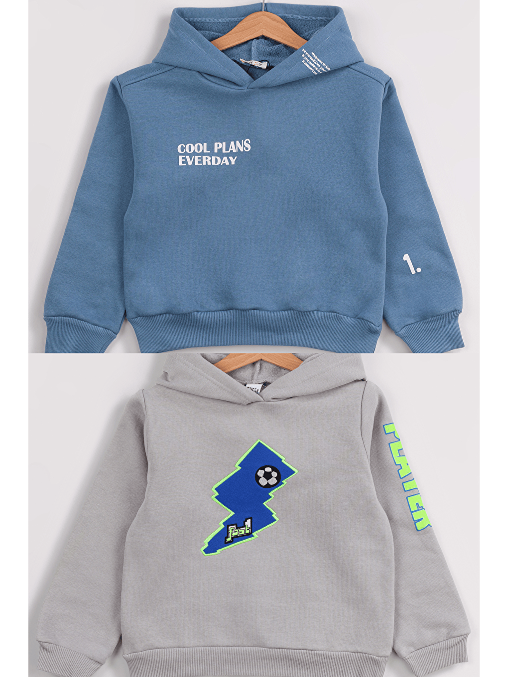 MRTUFFY Gri Erkek Çocuk 2'li Paket Basic Sweatshirt