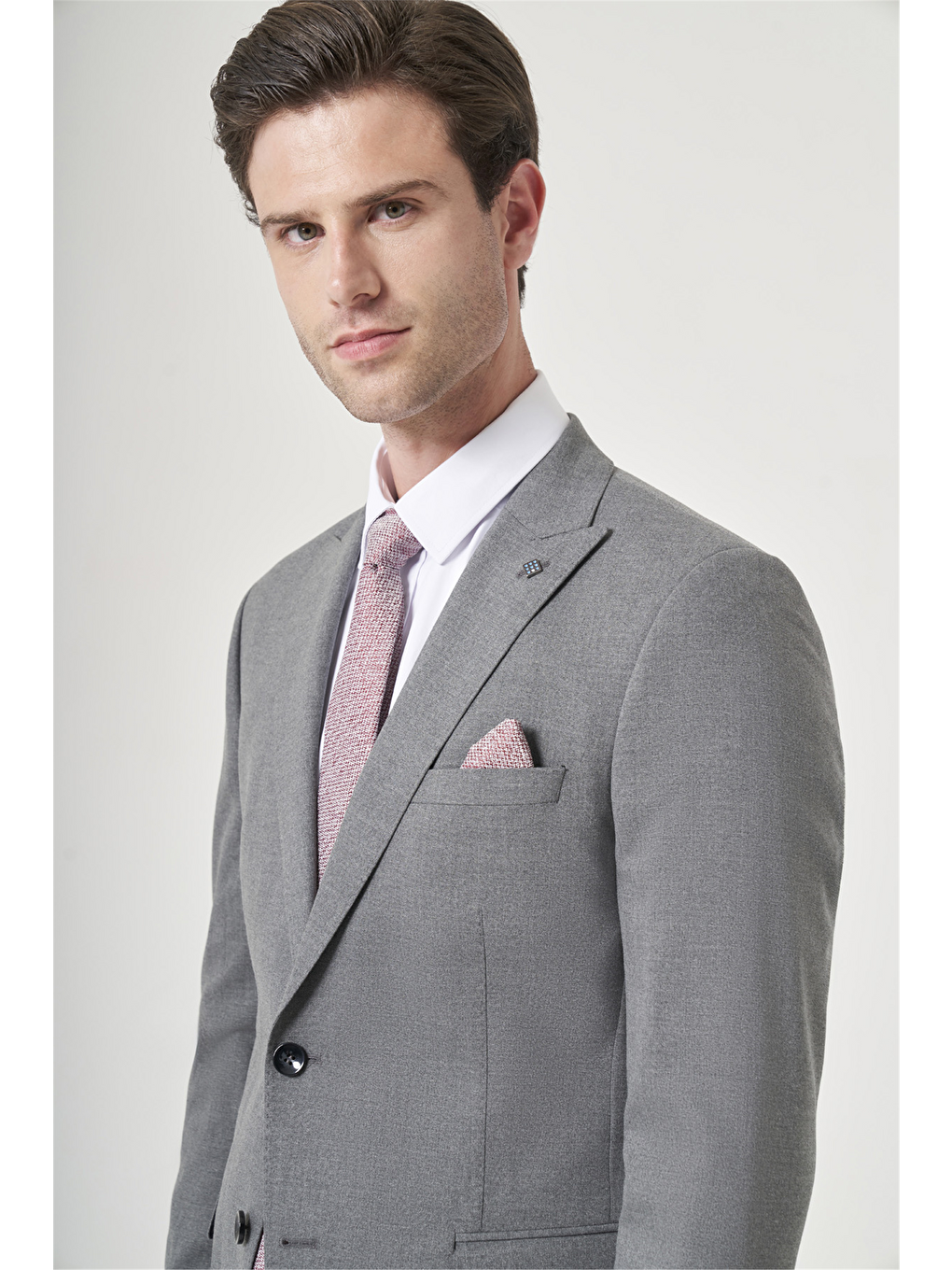 Gri Kırlangıç Yaka 6 Drop Slim Fit Tam Astar Esnek Takım Elbise 1001260148-3