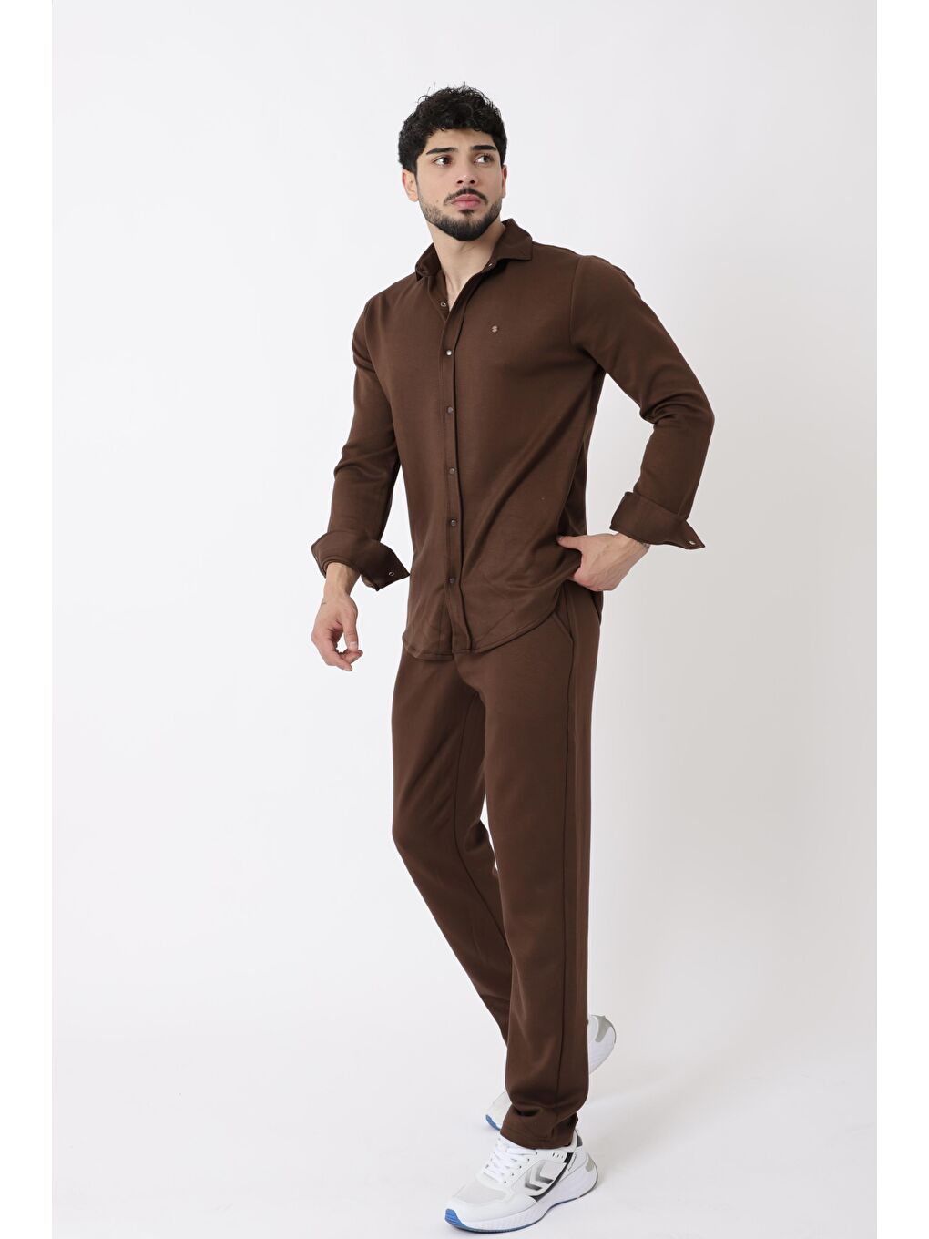 Kahverengi Penye Çıtçıtlı Kışlık Joger Erkek Takım QM 2013 6362_72011-1