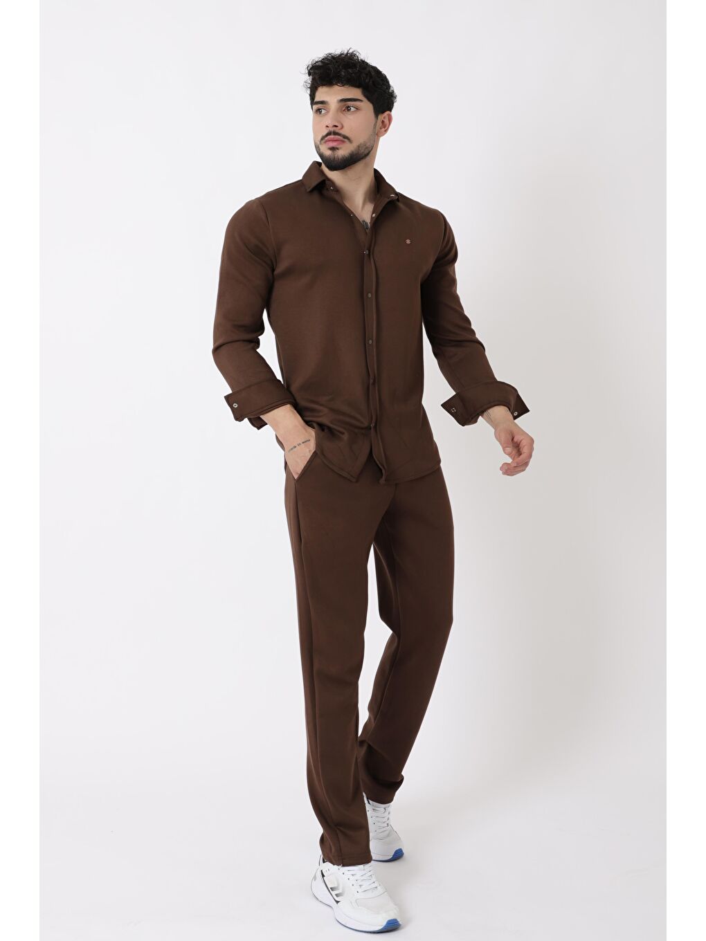 Kahverengi Penye Çıtçıtlı Kışlık Joger Erkek Takım QM 2013 6362_72011-3