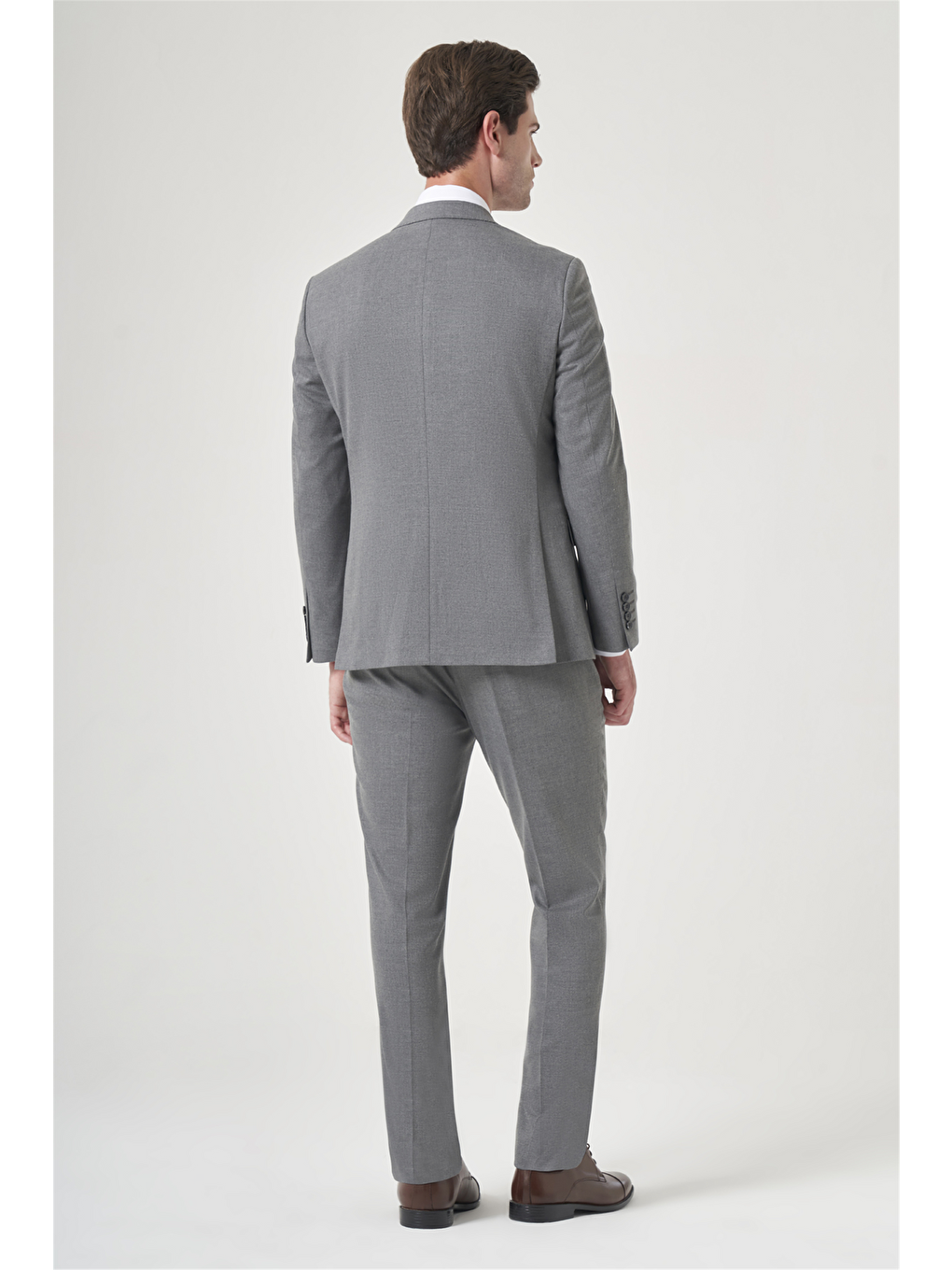 Gri Kırlangıç Yaka 6 Drop Slim Fit Tam Astar Esnek Takım Elbise 1001260148-4