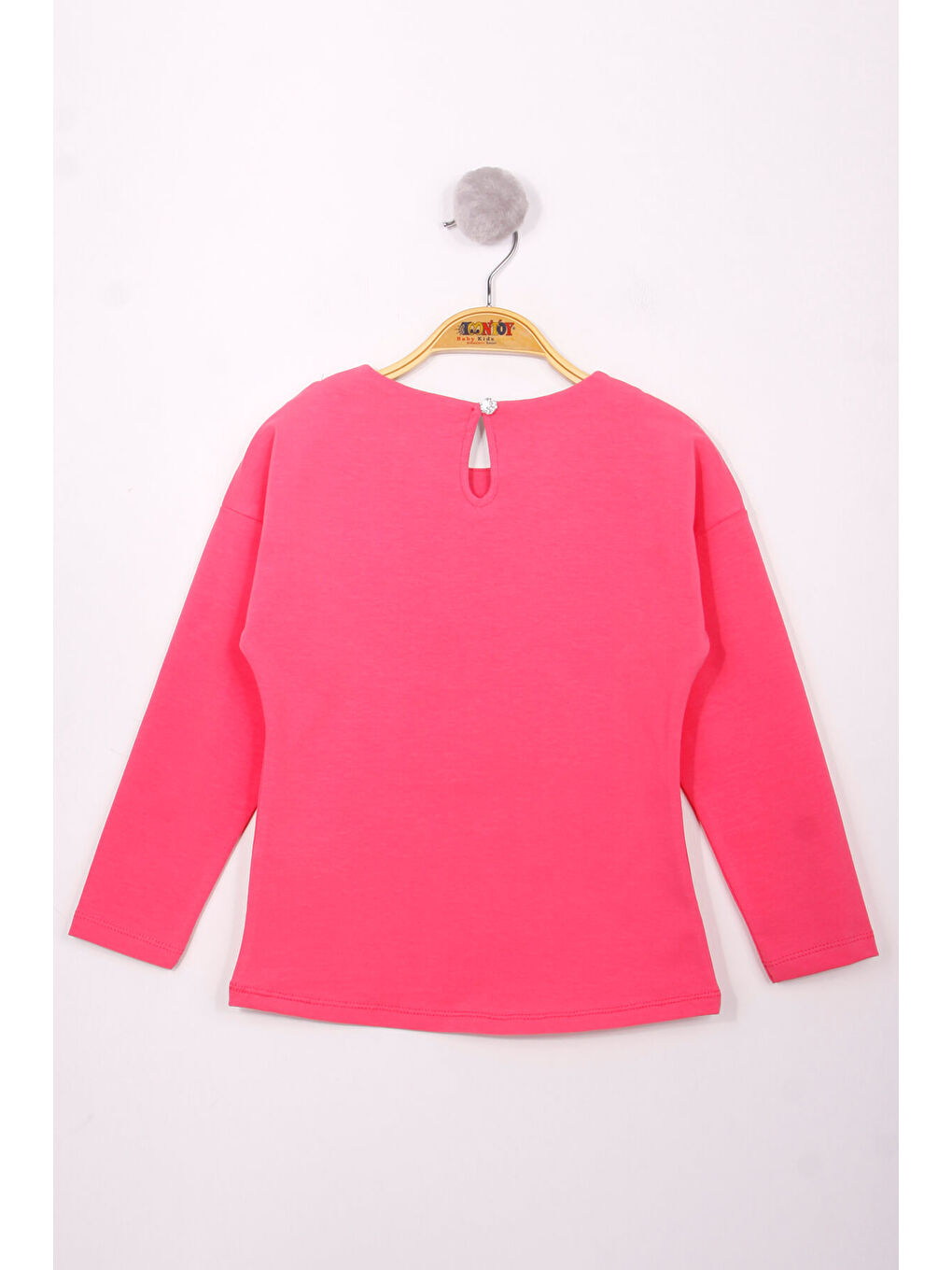 Fuşya Kız Çocuk Yazı Varaklı T-Shirt-1