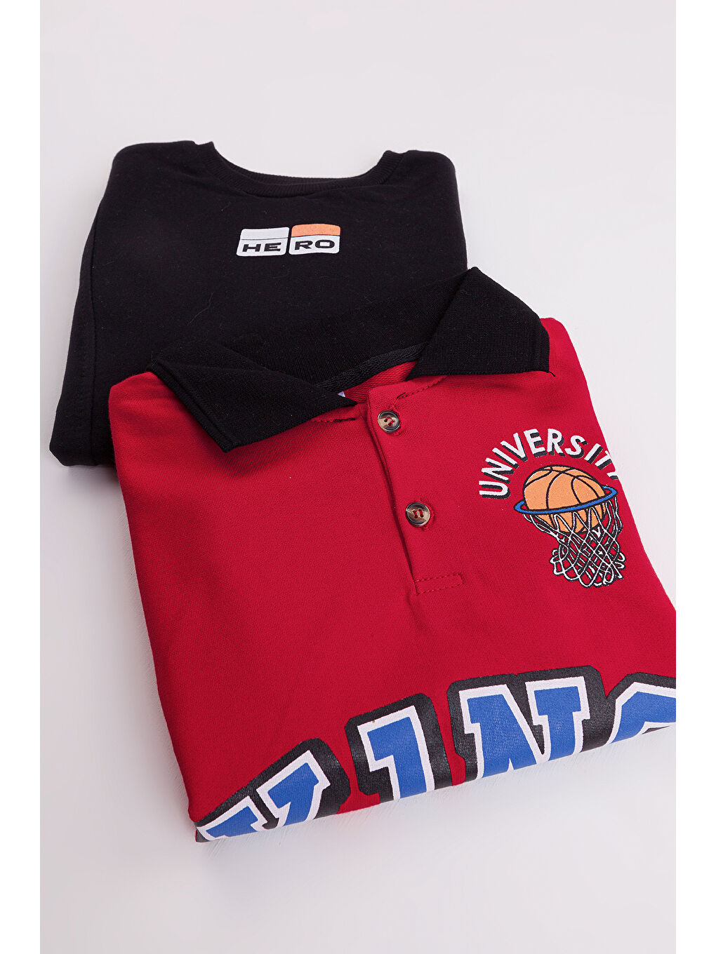 MRTUFFY Siyah Erkek Çocuk 2'li Paket Basic Sweatshirt - 1