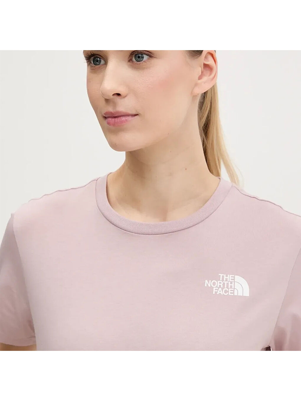 Simple Dome Cropped Slim Kadın Pembe Yuvarlak Yaka Tişört-3