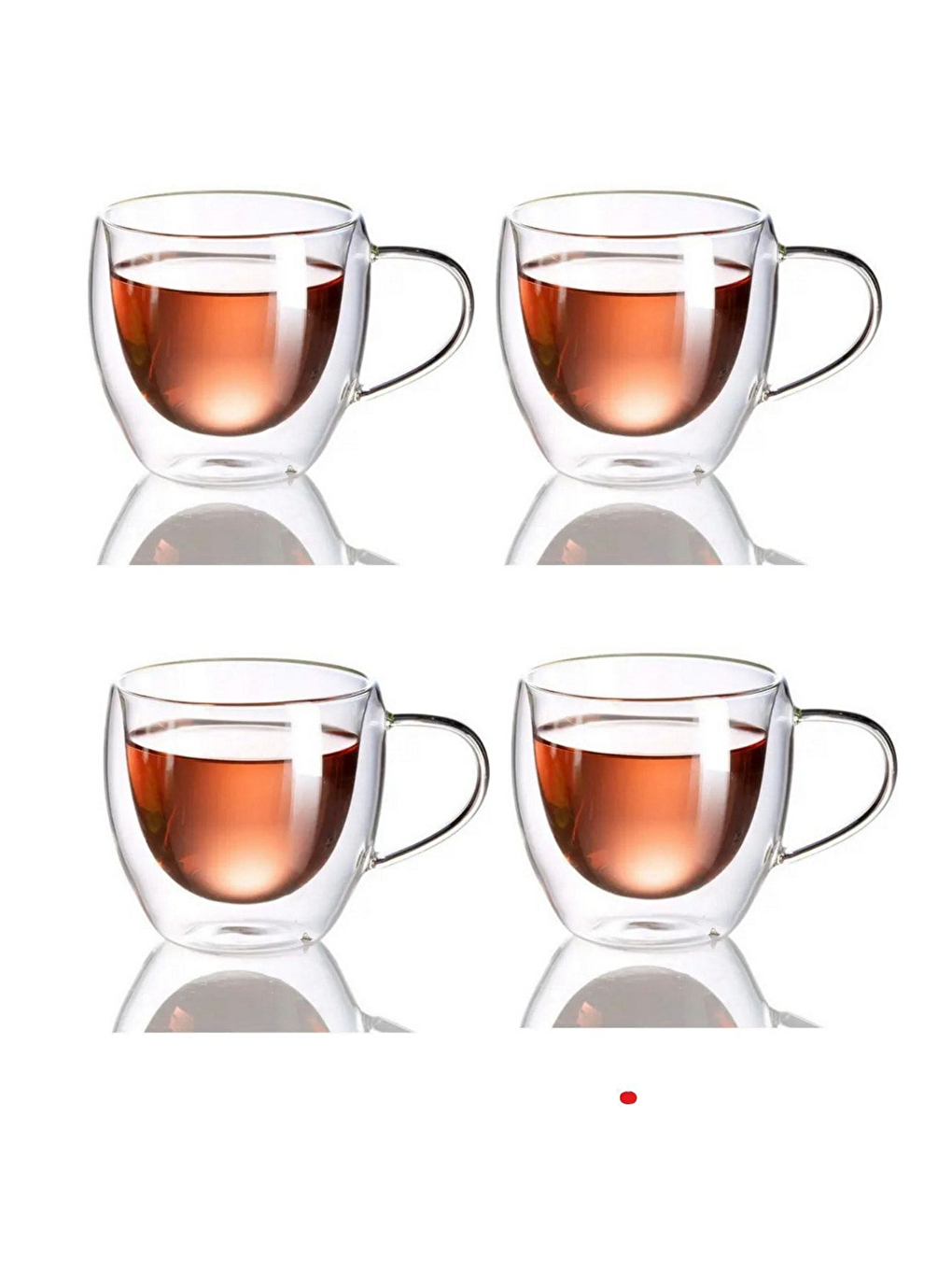 Renksiz Çift Cidarlı Cam Kupa 250 ml 4 Adet 2037-7