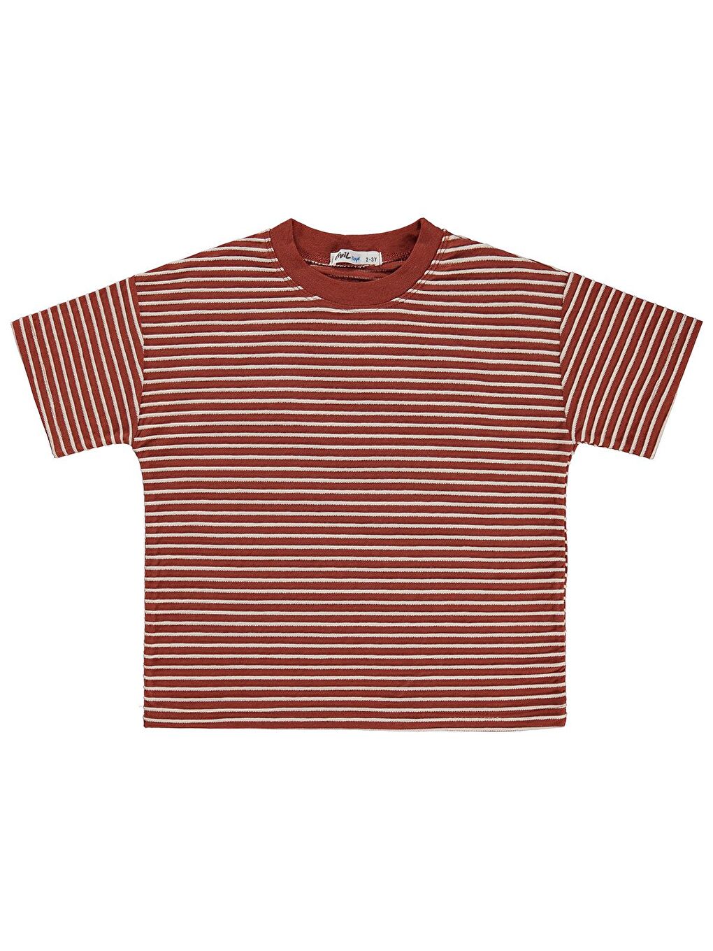 Kahverengi Boys Kabartma Çizgili 2-5 Yaş Tişört - Turuncu