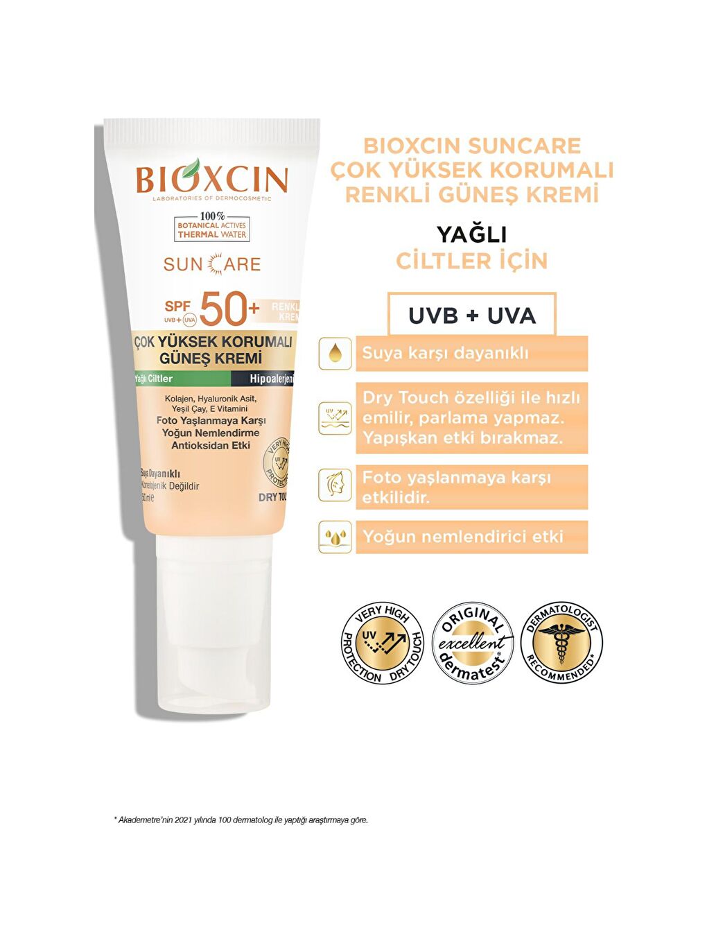 Bioxcin Renksiz Sun Care Yağlı Ciltler Için Renkli Güneş Kremi SPF 50+ 50 ml - 3