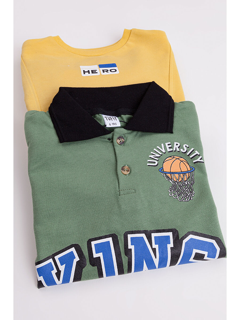 MRTUFFY Yeşil Erkek Çocuk 2'li Paket Basic Sweatshirt - 2