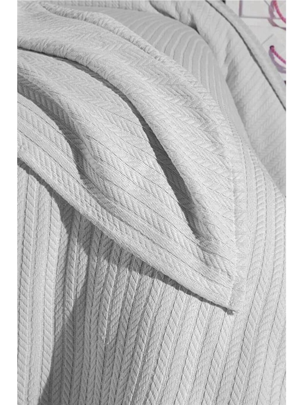 Beyaz Örgü Pike Tek Kişilik %100 Pamuk Yumuşak Dokulu 170x230-1