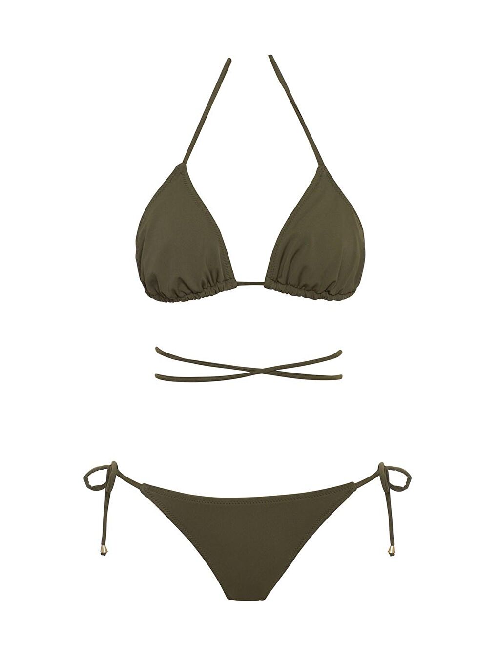 Haki Brezilya Üçgen İpli Bikini Takım Slr 403