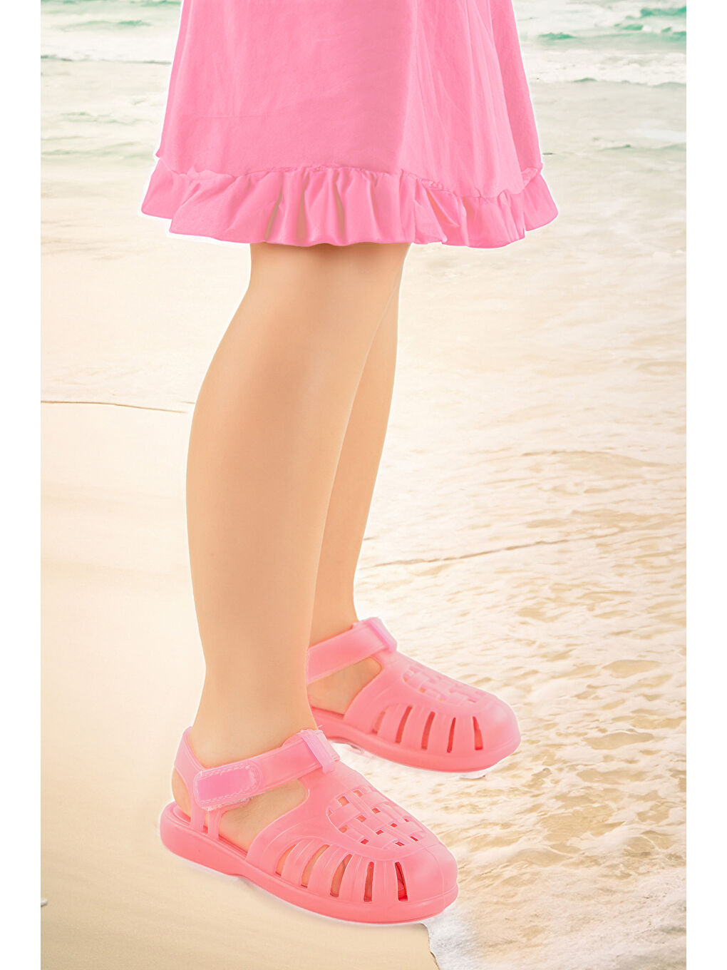 Pembe Fina Günlük Deniz Havuz Plaj Kız Çocuk Sandalet Ayakkabı-2