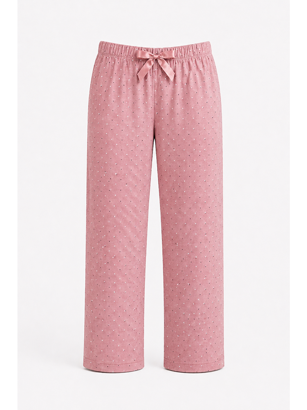 Pembe Kadın Desenli Viskon Düz Paça Pijama Altı